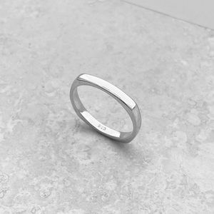 🤩🤩TOP SELLER🤩🤩Sterling Silver Square Band Ring, Wedding Bands, Silver Rings